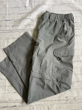Reel Legends Men's Gray Cargo Zip Pants with Elastic Waistband